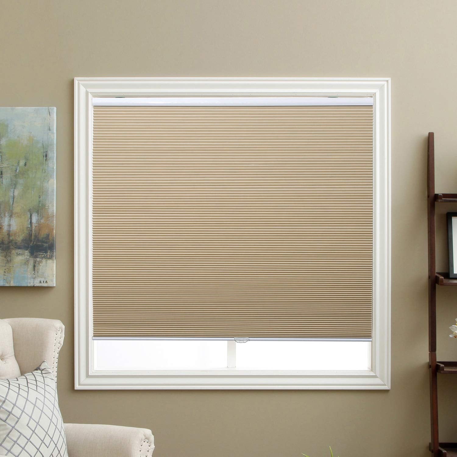 Cellular Shades Cordless Blackout Honeycomb Blinds Fabric Window Shades 23'' W x 64'' H, Ivory Beige(Blackout)